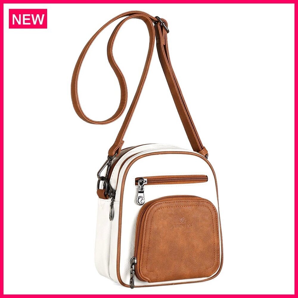 PU Leather Mini Crossbody Bag with Card Slots, Adjustable Strap, 7x7.5 Inches